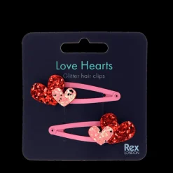 Barrettes à cheveux pailletées Love Hearts (lot de 2)