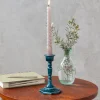 Bougeoir en émail (13cm) - Bleu