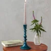 Bougeoir en émail (19cm) - Bleu