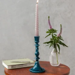 Bougeoir en émail (19cm) - Bleu