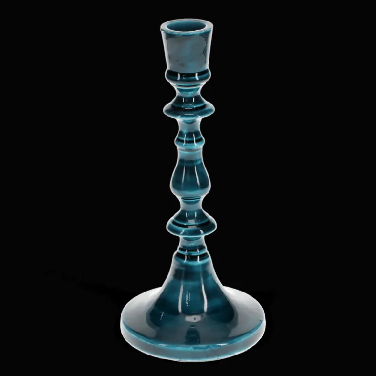Bougeoir en émail (19cm) - Bleu