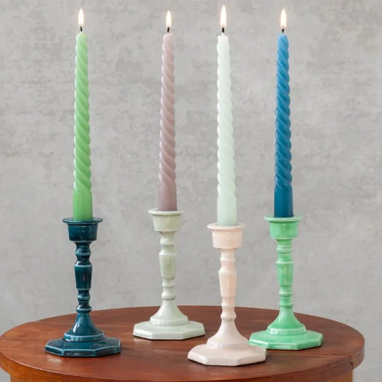 Bougeoir en émail (13cm) - Bleu