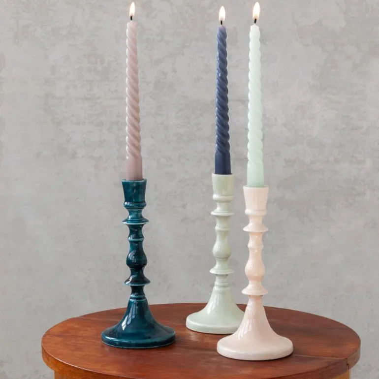 Bougeoir en émail (19cm) - Bleu