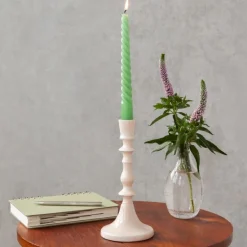 Bougeoir en émail (19cm) - Rose