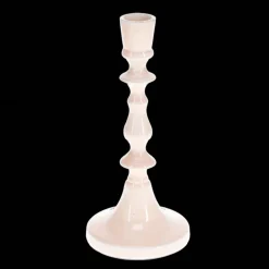 Bougeoir en émail (19cm) - Rose