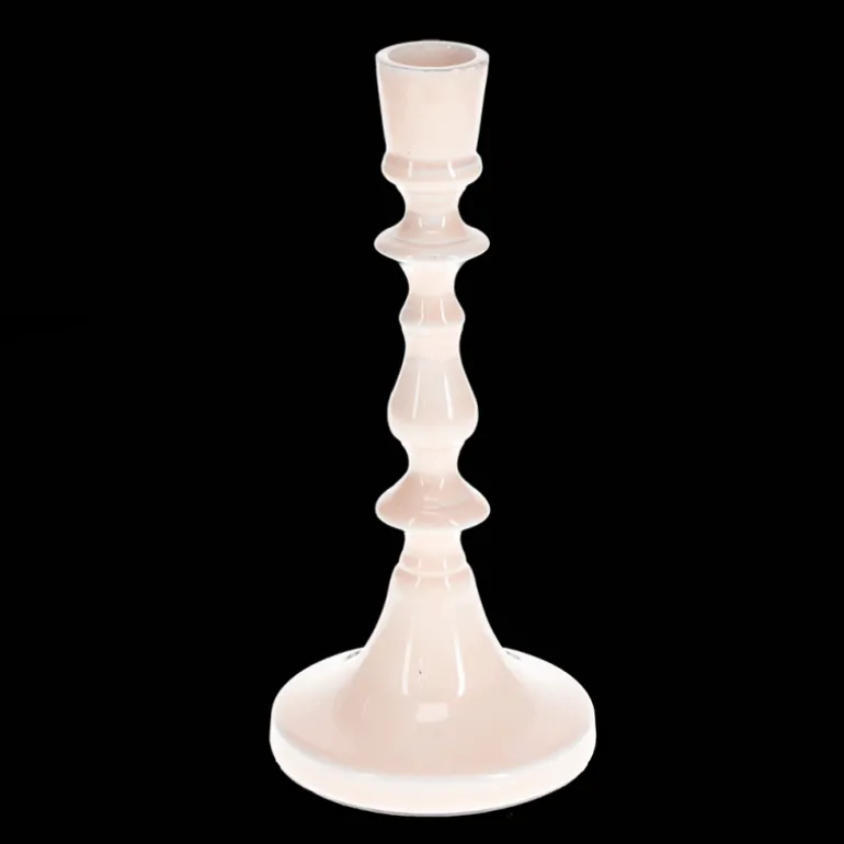 Bougeoir en émail (19cm) - Rose