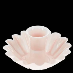 Bougeoir fleur en coupe en émail - Rose
