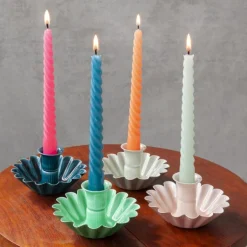 Bougeoir fleur en coupe en émail - Bleu