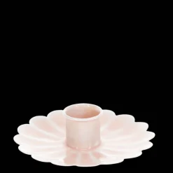 Bougeoir fleur plat en émail - Rose