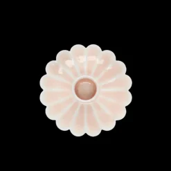 Bougeoir fleur plat en émail - Rose