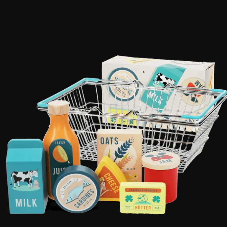Coffret de courses en bois avec panier