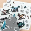 Ensemble de 3 Feuilles d'Autocollants Prehistoric Land