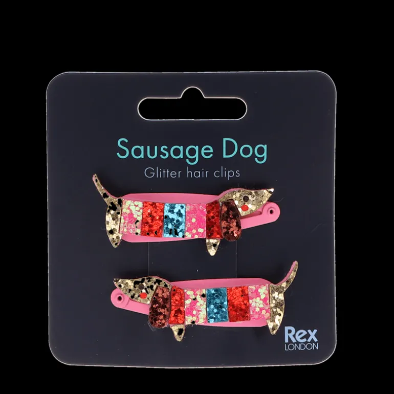 Pinces à cheveux à paillettes Sausage Dog (lot de 2)