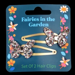 Pinces à Cheveux Papillon à Paillettes Fairies in the Garden (Lot de 2)